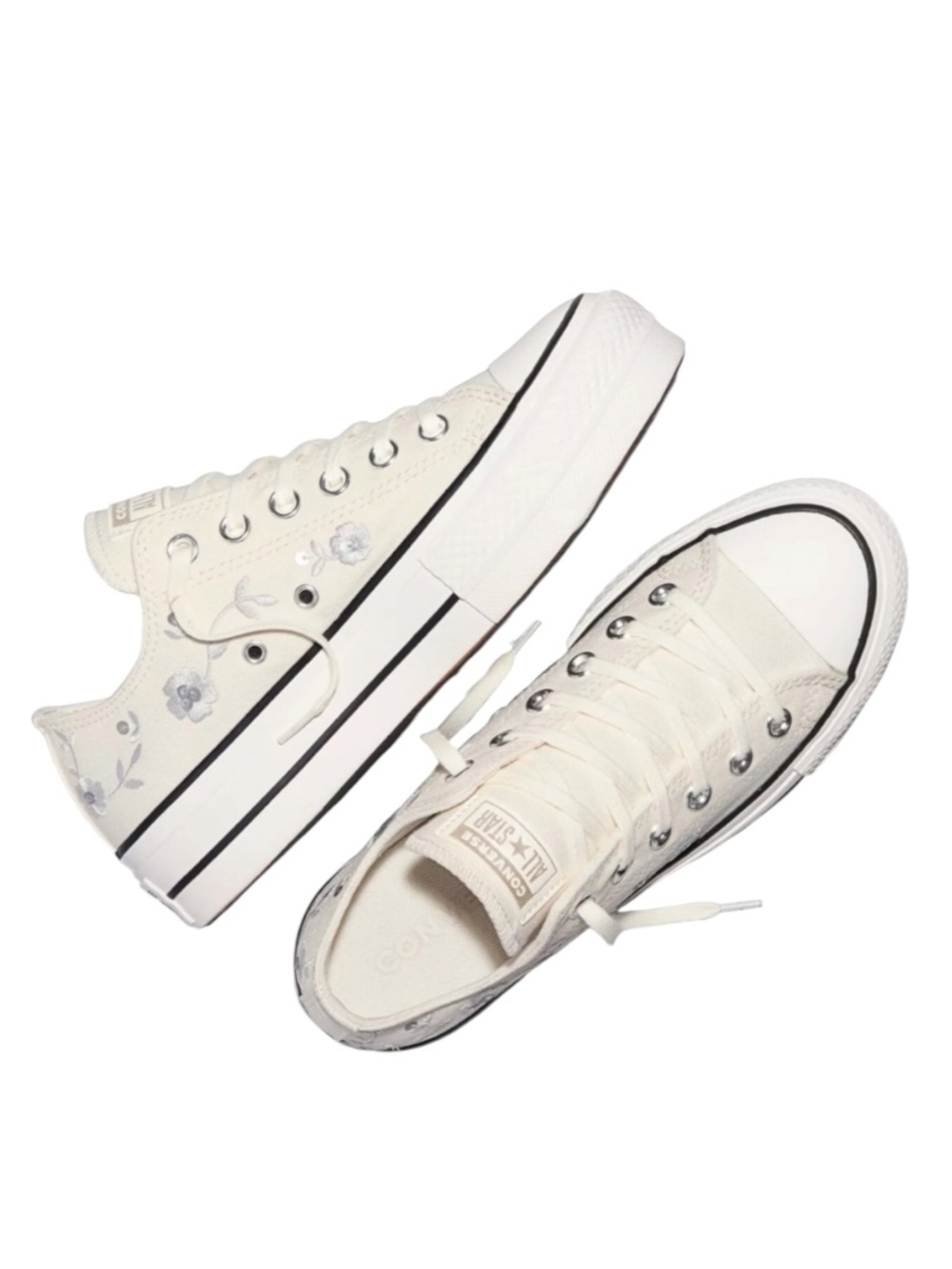 Converse Chuck Taylor All Star Lift Ox Platform Sequin Flowers Sneaker